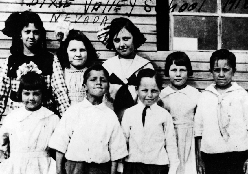 School picture of Marce Herz and siblings at the Dixie Valley School.