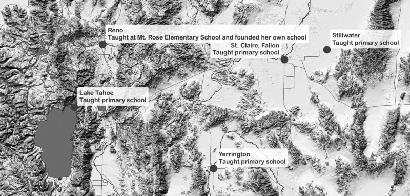 Map showing locations Marce Herz taught.